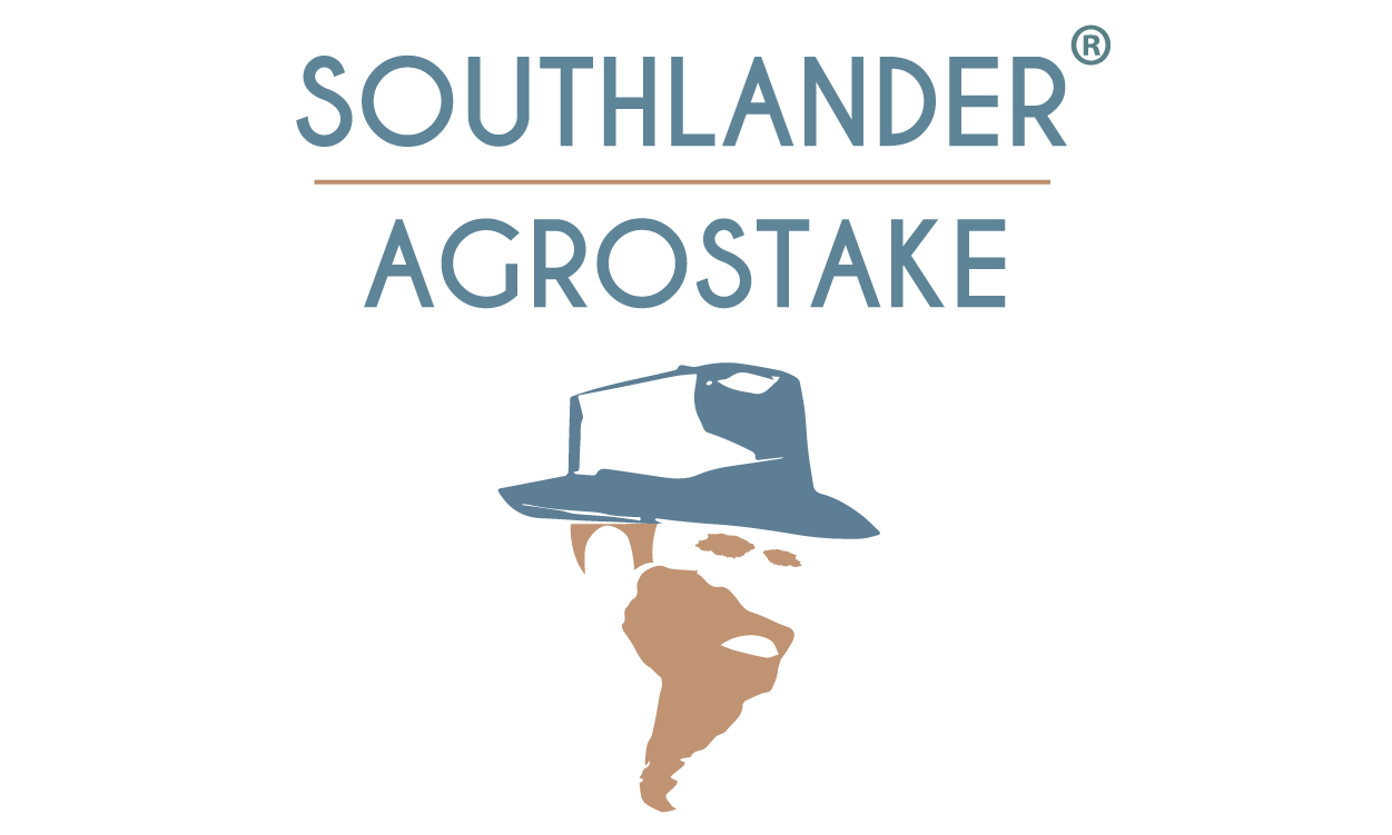 A blue and gold logo for Agrostake investment platform by Southlander, Wholesale Flowers Near Me and Bulk Organic Food Produce Distributors.
