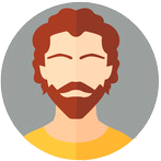 A flat design icon depiction of a bearded and mustached man, representing a client of Southlander, Wholesale Flowers Near Me and Bulk Organic Food Produce Distributors.